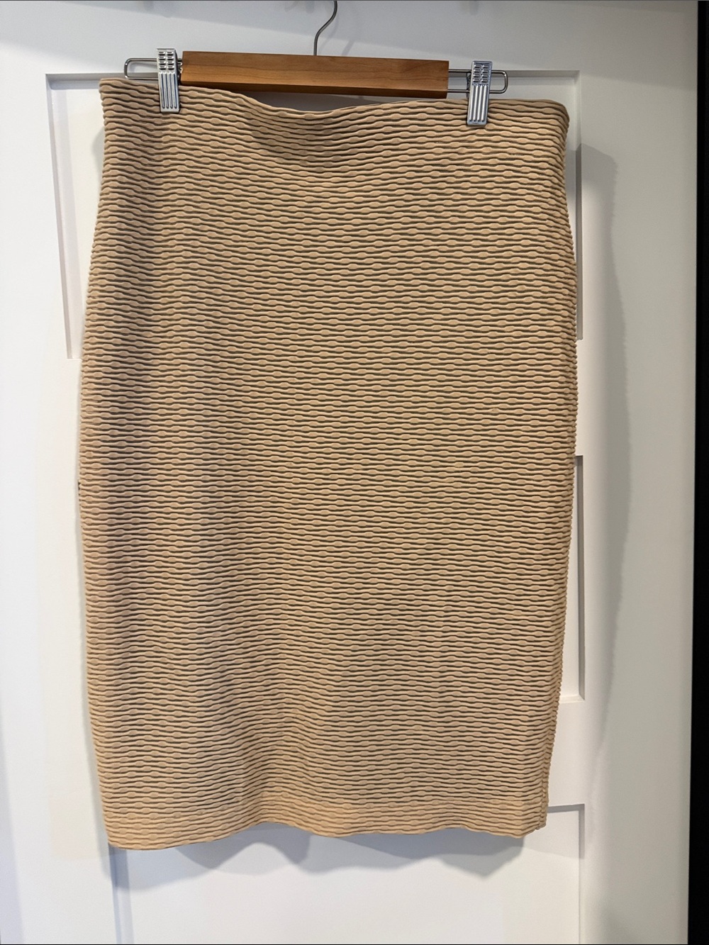 ECI Tan Textured Pencil Skirt stretchy and comfortable to wear casual or dressy